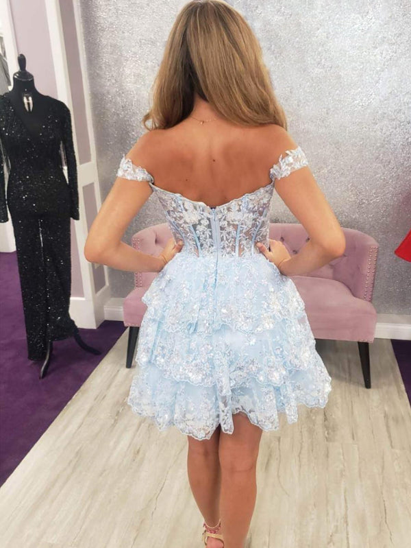 dressimeHomecoming Dresses A Line Off The Shoulder Lace With Applique