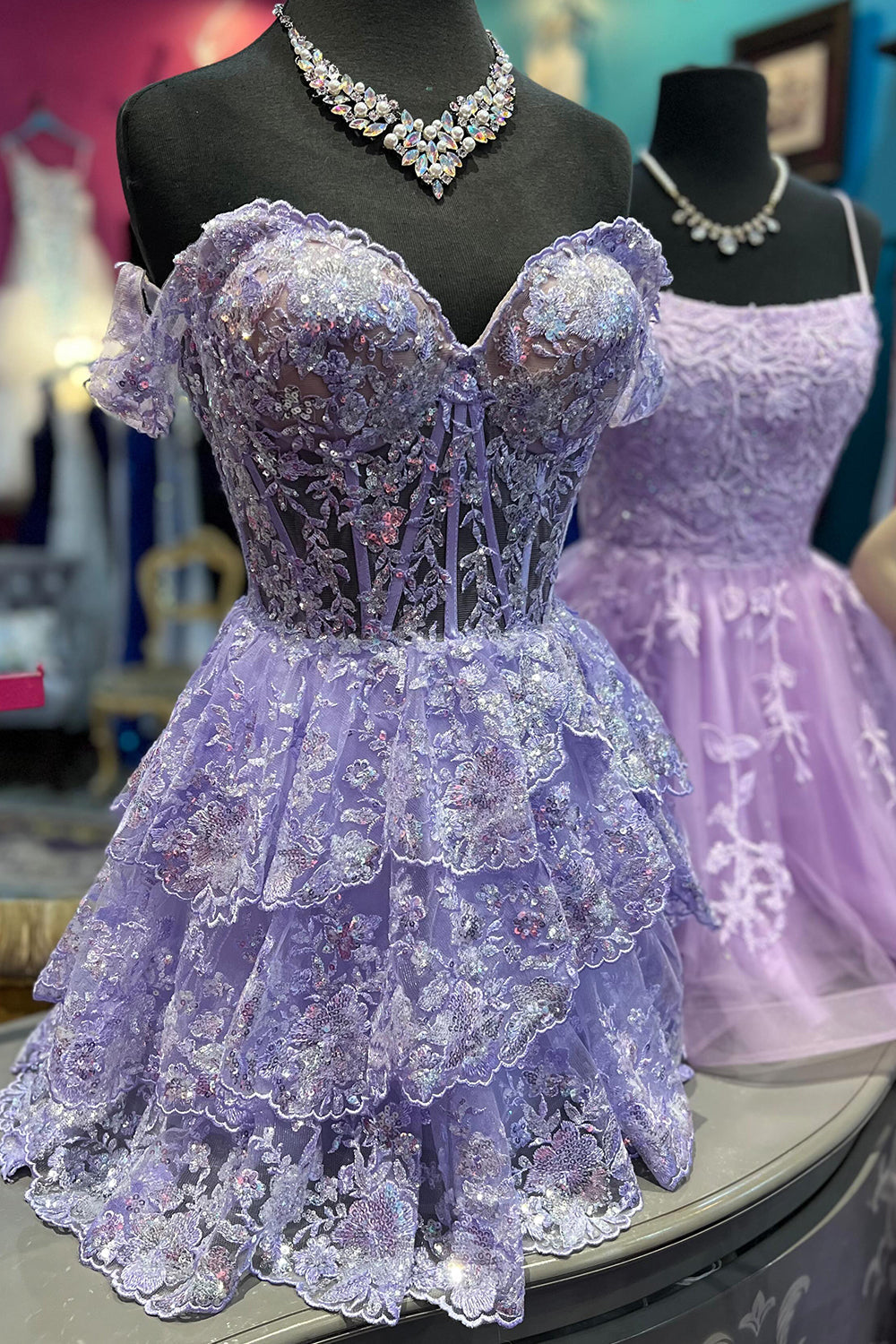 dressimeHomecoming Dresses A Line Off The Shoulder Lace With Applique
