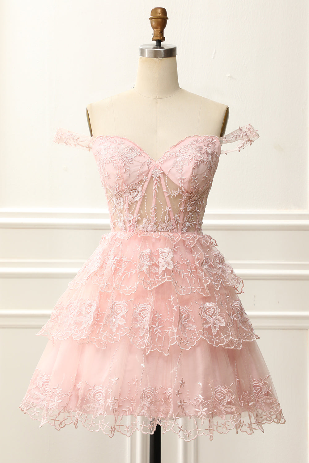 dressimeHomecoming Dresses A Line Off The Shoulder Lace With Applique