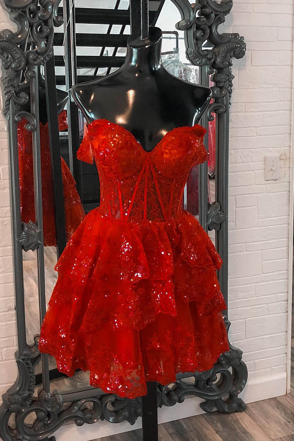 dressimeHomecoming Dresses A Line Off The Shoulder Lace With Applique