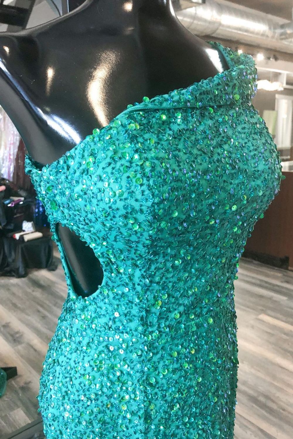 Dressime Mermaid One Shoulder Sequin Cutout Long Prom Dress With Slit dressime