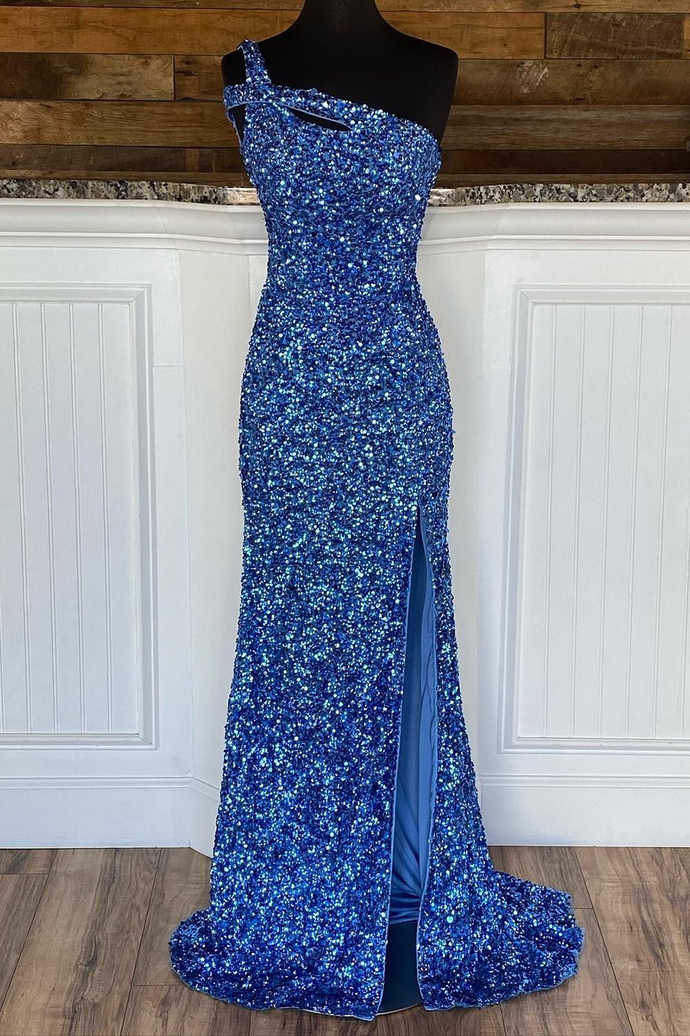 Dressime Mermaid Sequin One Shoulder Cutout Long Prom Dresses dressime Dressime Mermaid Sequin One Shoulder Cutout Long Prom Dresses dressime