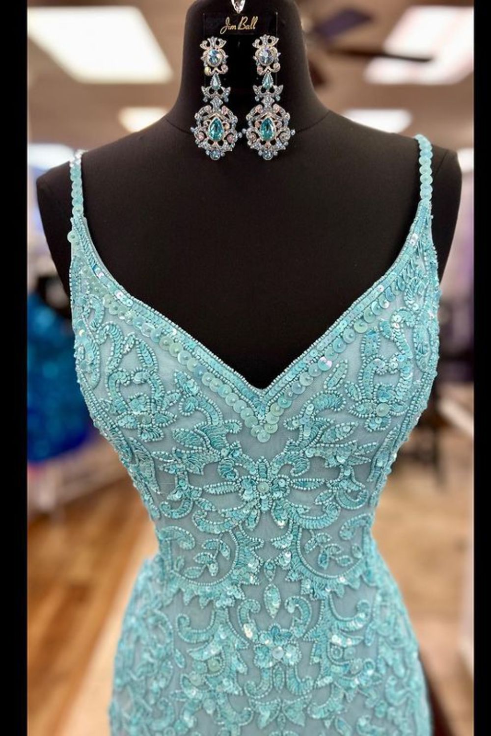 Dressime Mermaid Spagetti Straps Sequin Slit Tiered Prom Dress With Ruffle dressime