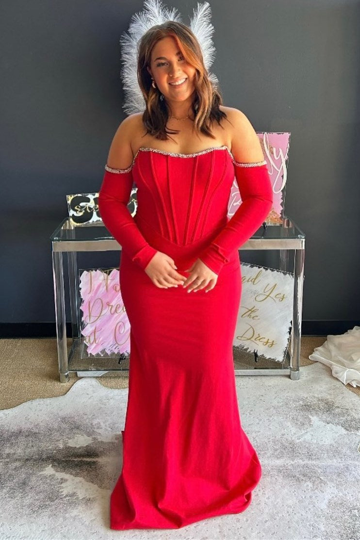 dressimeDressime Mermaid Strapless Long Sleeve Prom Dress