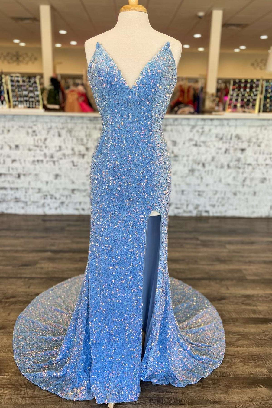 Dressime Mermaid Strapless Sequin Prom Dress with Slit dressime Dressime Mermaid Strapless Sequin Prom Dress with Slit dressime
