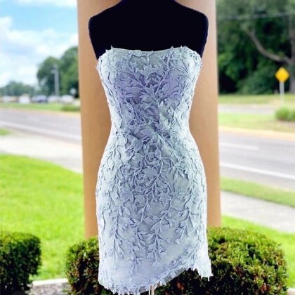dressimeMulti Color Strapless Homecoming Dresses Tulle With Applique