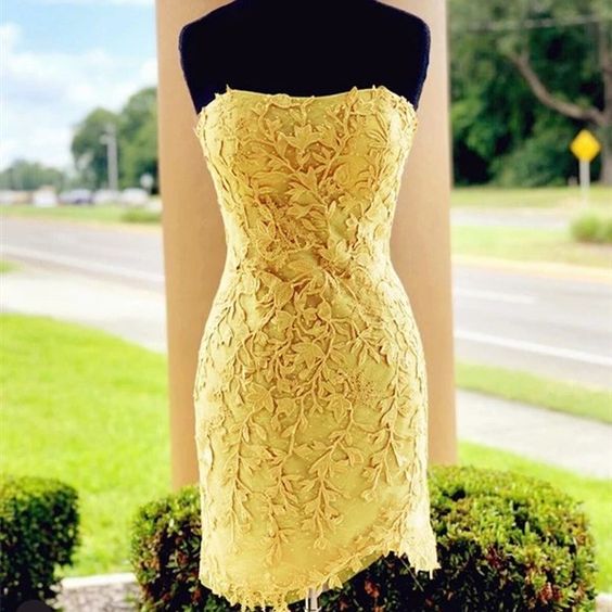 dressimeMulti Color Strapless Homecoming Dresses Tulle With Applique