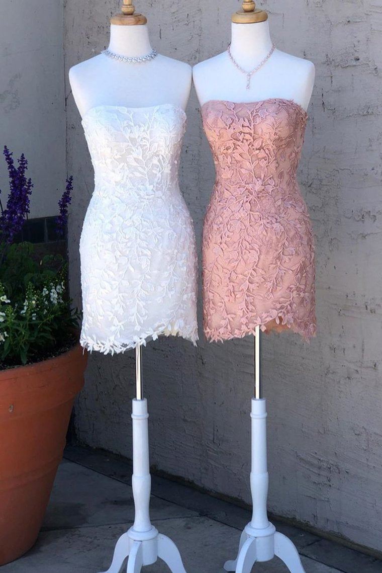 dressimeMulti Color Strapless Homecoming Dresses Tulle With Applique