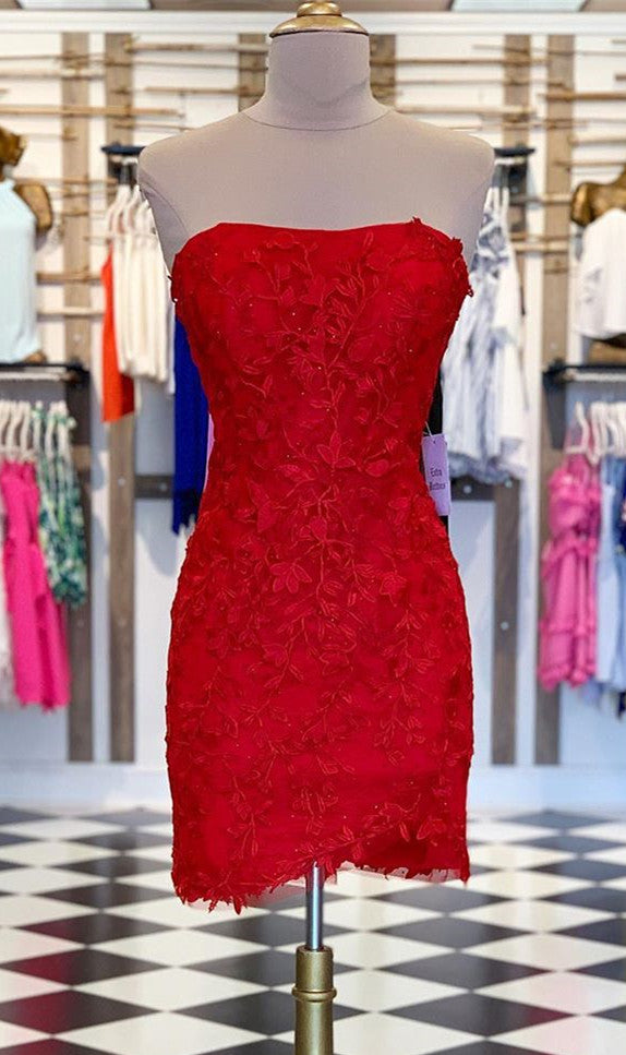 dressimeMulti Color Strapless Homecoming Dresses Tulle With Applique