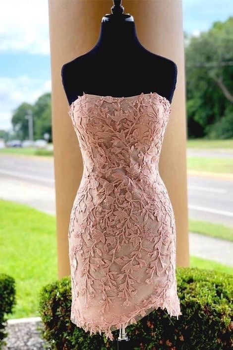 dressimeMulti Color Strapless Homecoming Dresses Tulle With Applique