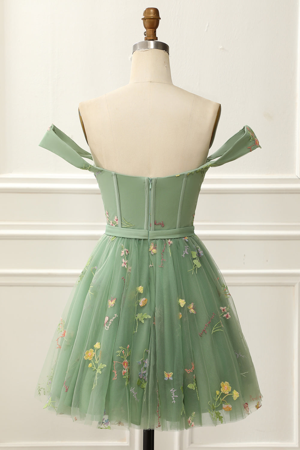dressimeOff The Shoulder A Line Short Homecoming Dress With Embroidery