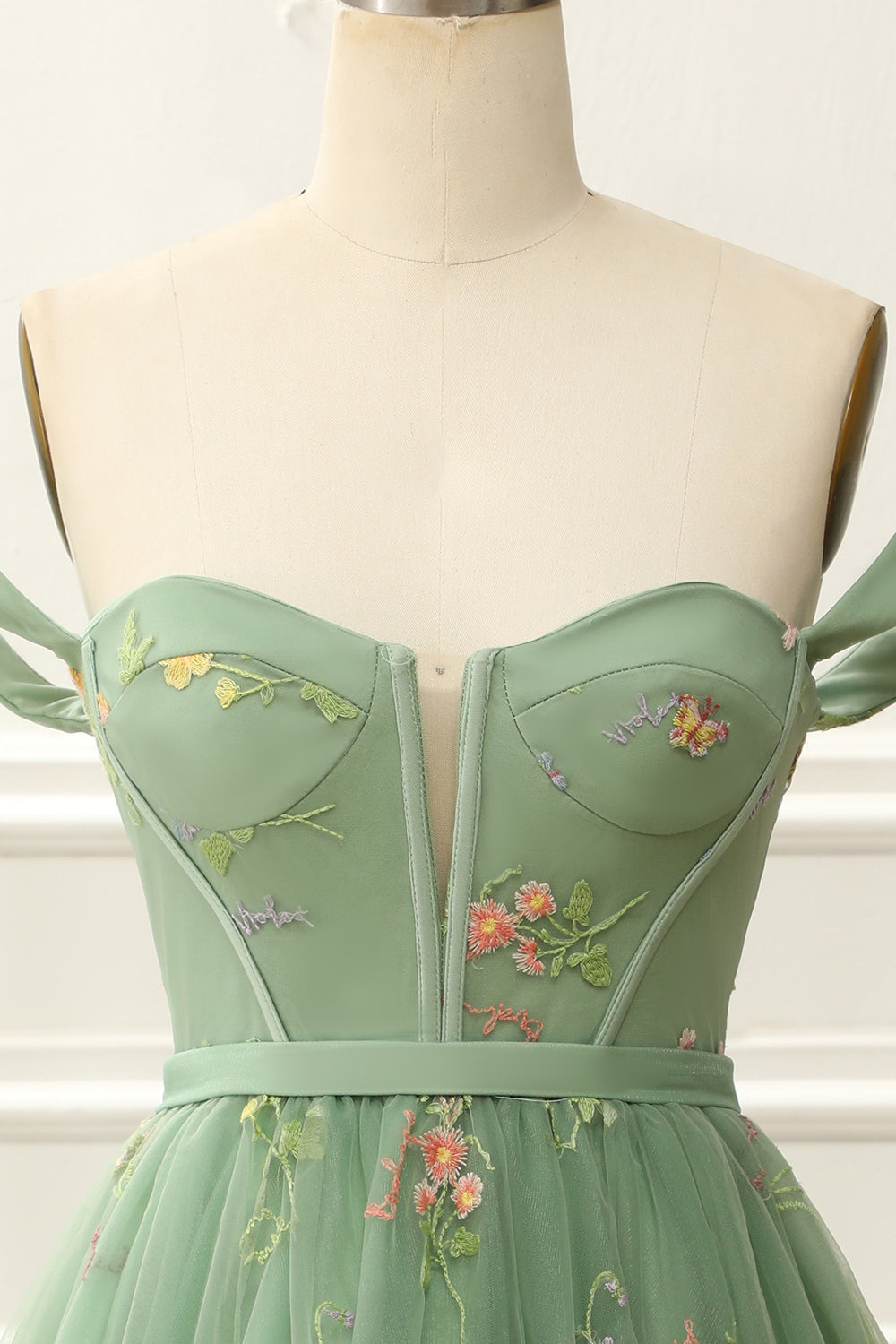 dressimeOff The Shoulder A Line Short Homecoming Dress With Embroidery
