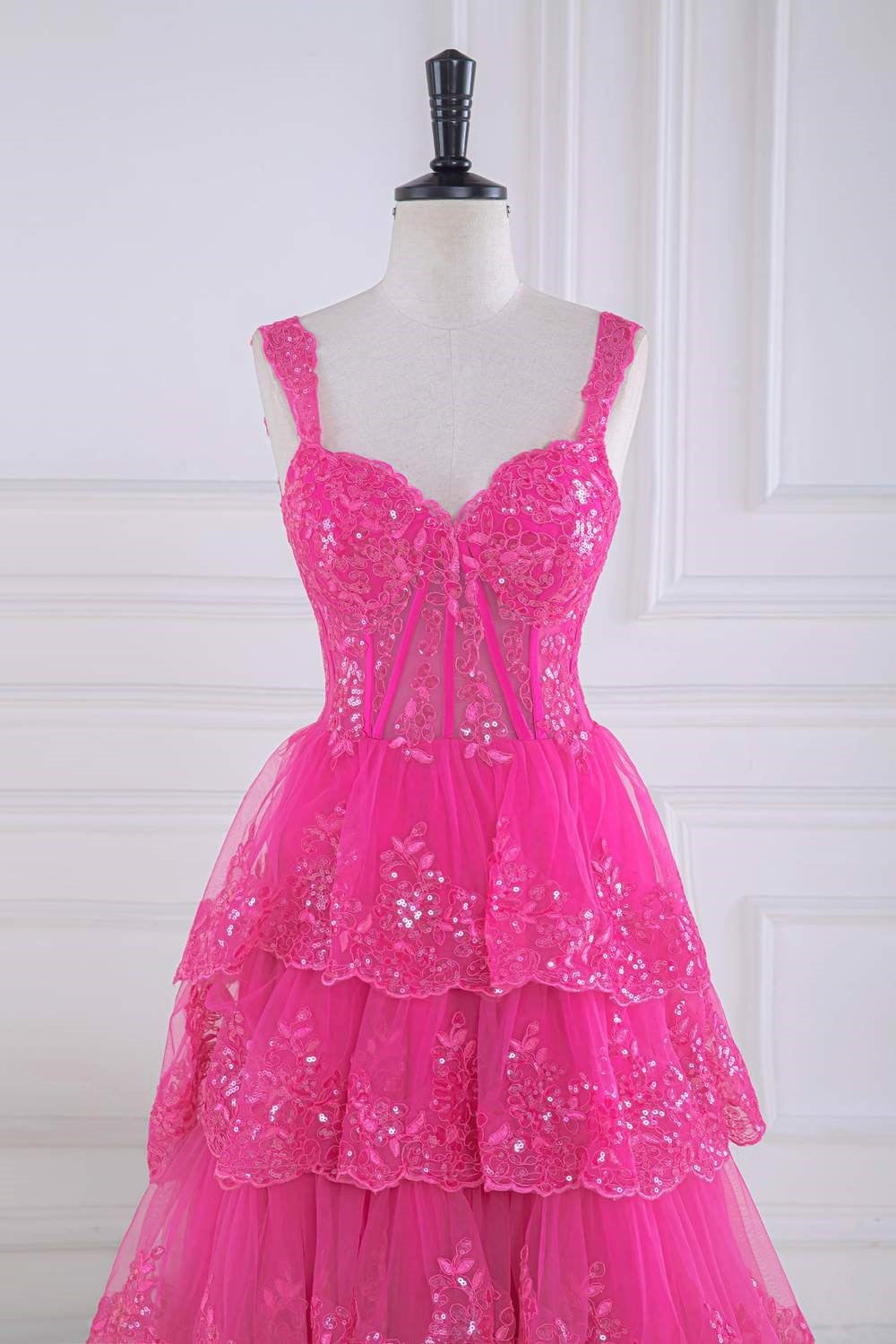 Dressime Off-the-Shoulder Ruffle Multi-Tiered Long Prom Dress dressime