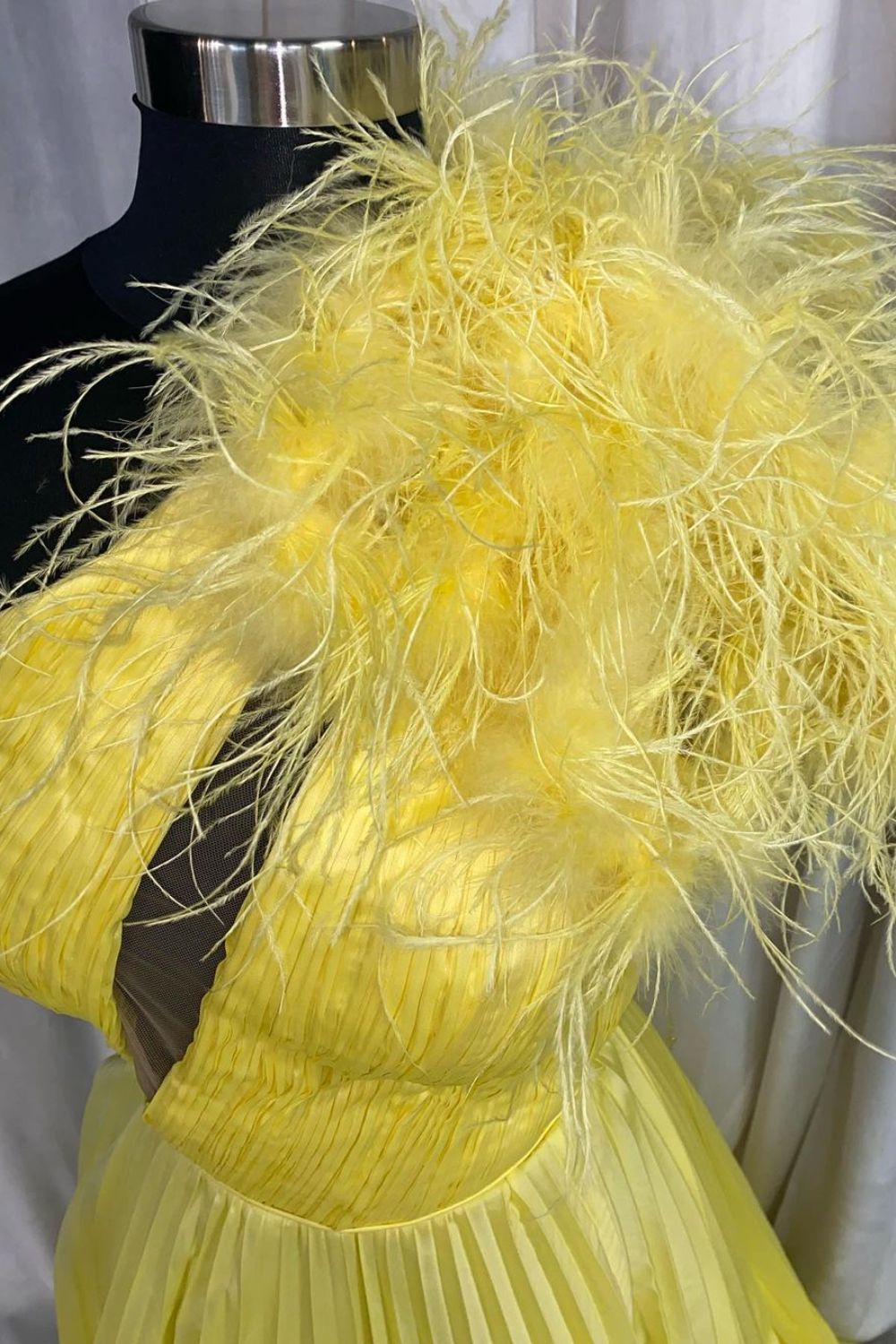 Dressime One-Shoulder Neon Keyhole Feathers A-Line Prom Dress dressime