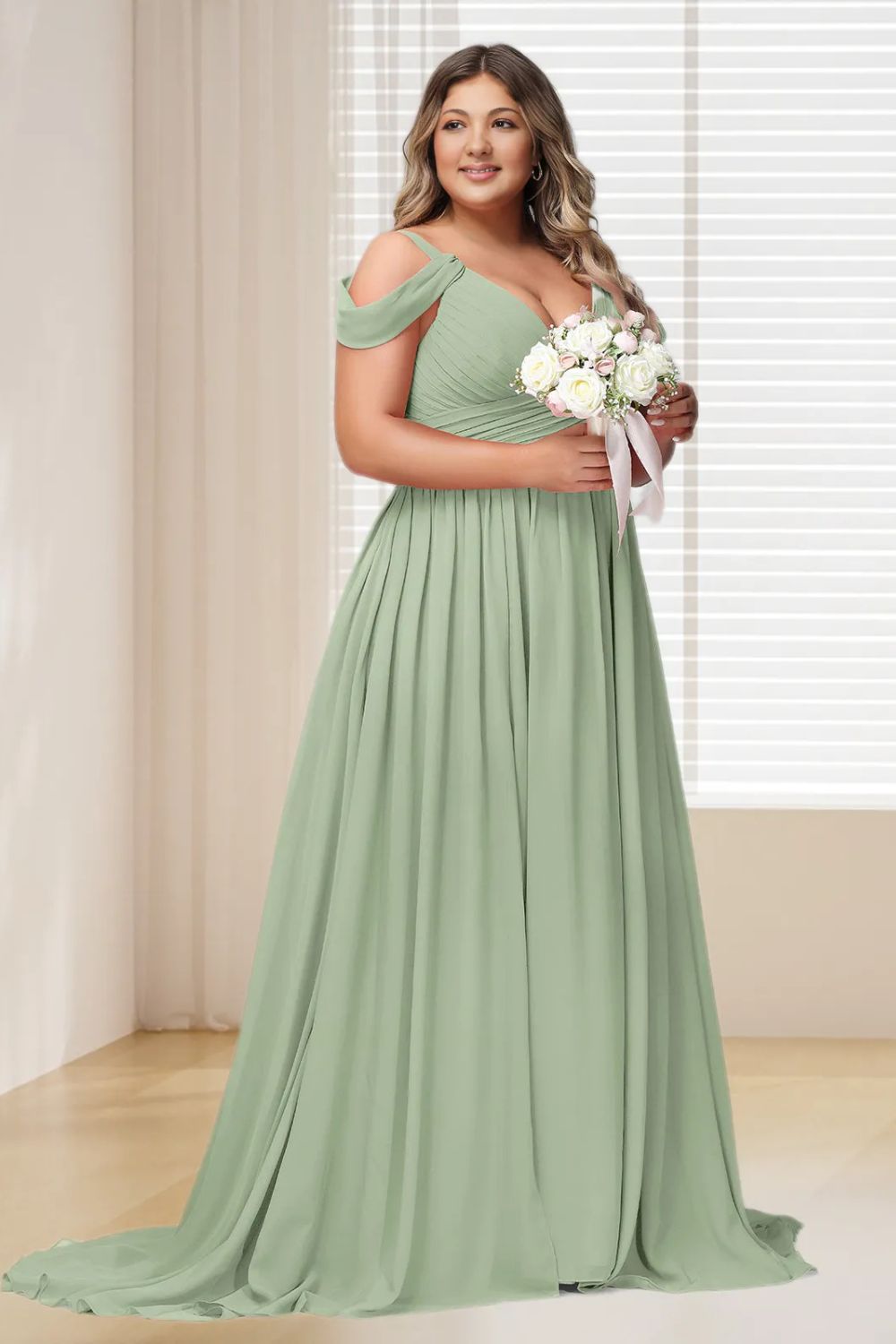 Dressime Plus Size Off The Shoulder Chiffon Bridesmaid Dress With Slit dressime Dressime Plus Size Off The Shoulder Chiffon Bridesmaid Dress With Slit dressime