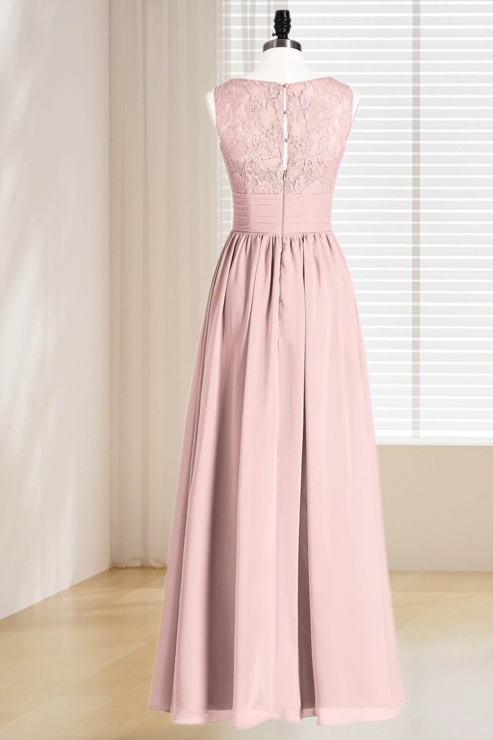 Dressime Plus Size V Neck Chiffon & Lace Bridesmaid Dress With Slit dressime