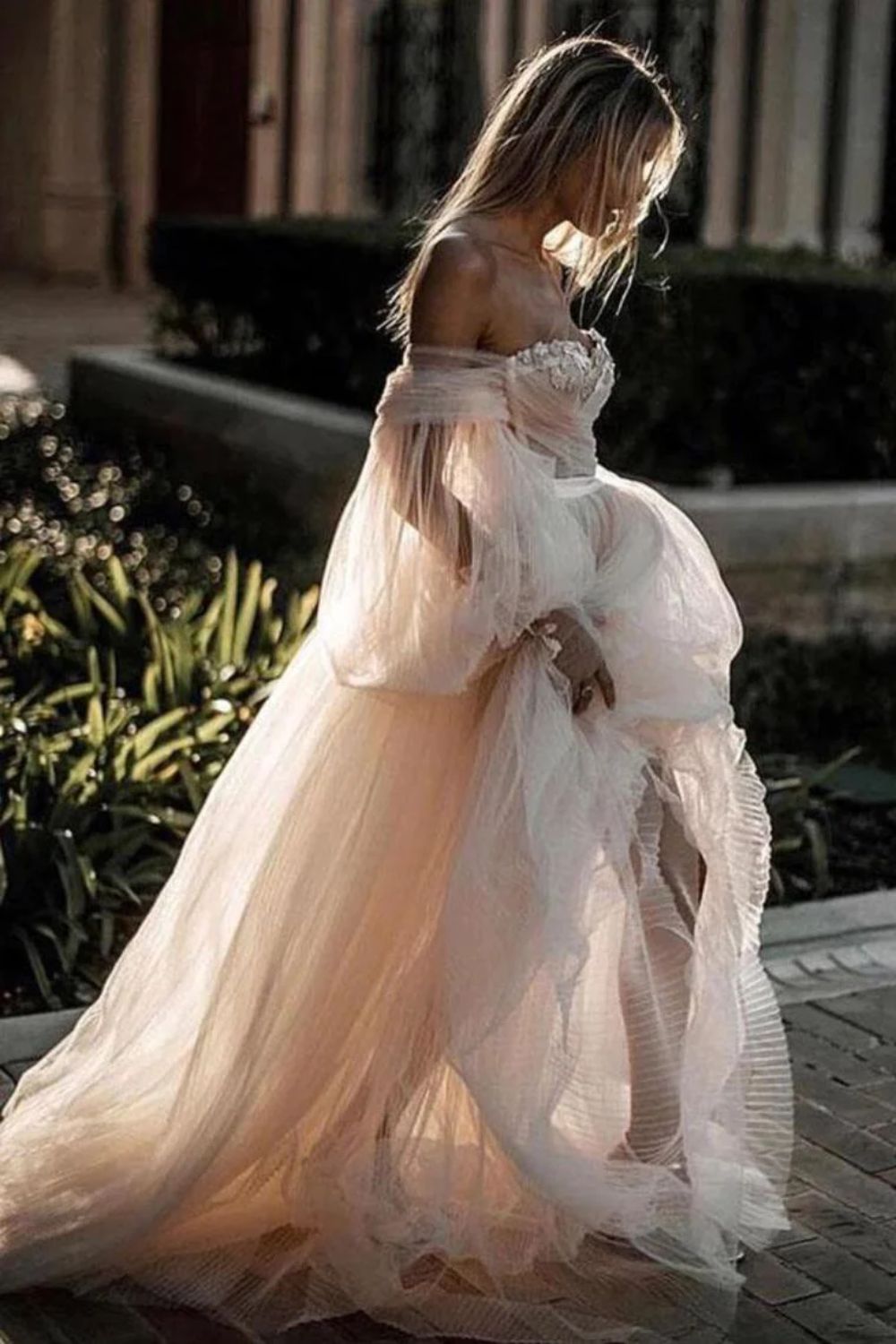 Dressime Princess Long Puff Sleeves Off The Shoulder Tulle Beach Weddi dressime Dressime Princess Long Puff Sleeves Off The Shoulder Tulle Beach Weddi dressime