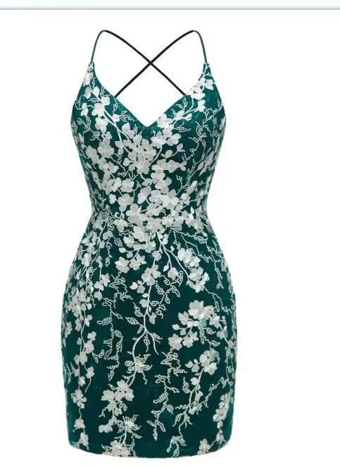 dressimeRatala Sheath Spaghetti Straps V Neck Short Cocktail Dresses Homecoming Dresses