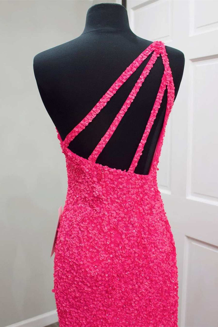 dressimeSequin Prom Dresses Sheath/Mermaid One Shoulder Floor Length With Slit