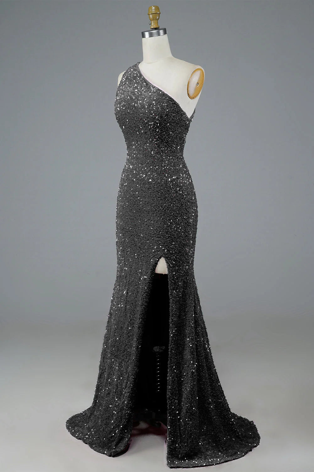 dressimeSequin Prom Dresses Sheath/Mermaid One Shoulder Floor Length With Slit
