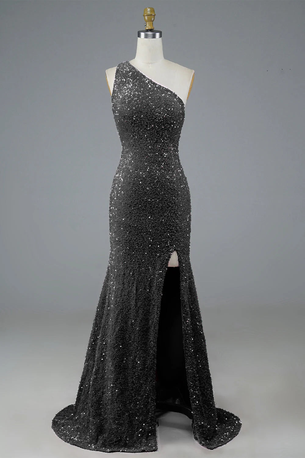 dressimeSequin Prom Dresses Sheath/Mermaid One Shoulder Floor Length With Slit