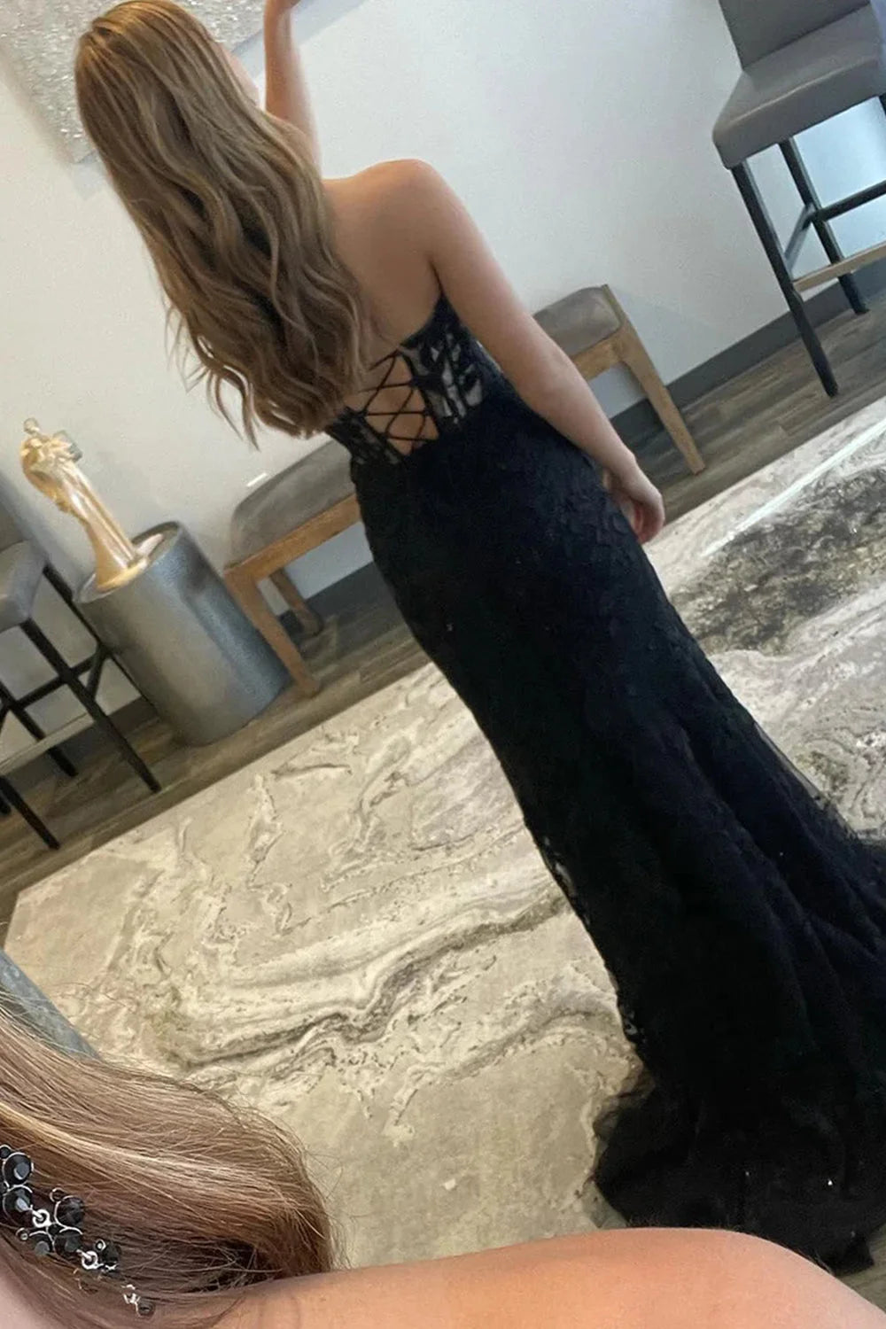 dressimeSheath Sweetheart Applique Long Prom Dresses with Slit