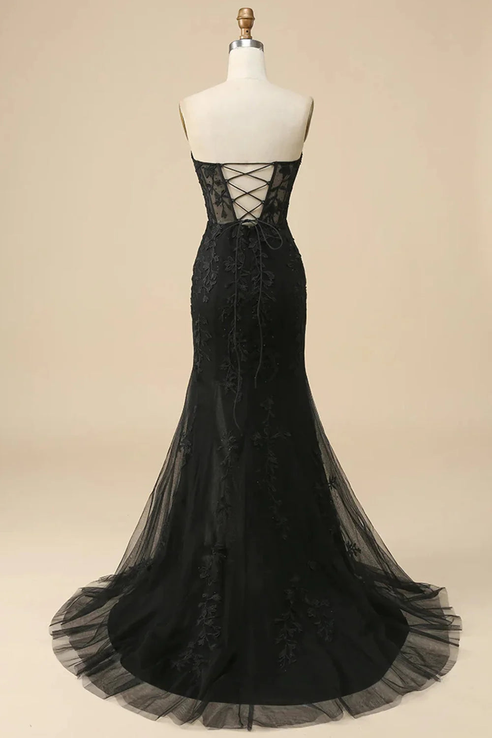 dressimeSheath Sweetheart Applique Long Prom Dresses with Slit