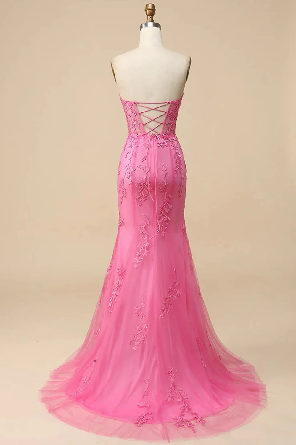 dressimeSheath Sweetheart Applique Long Prom Dresses with Slit