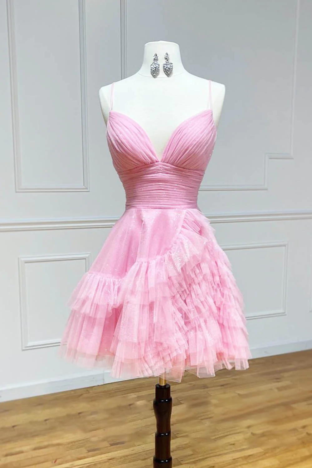 dressimeSimple A-Line Homecoming Dress V Neck Tulle