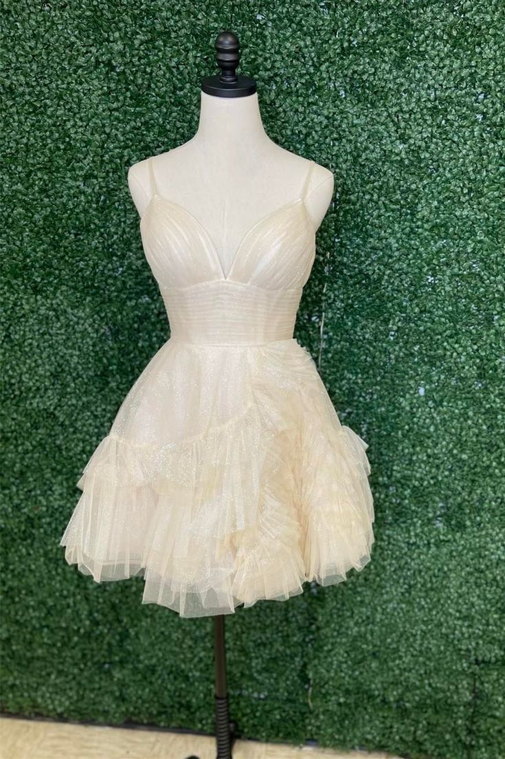 dressimeSimple A-Line Homecoming Dress V Neck Tulle