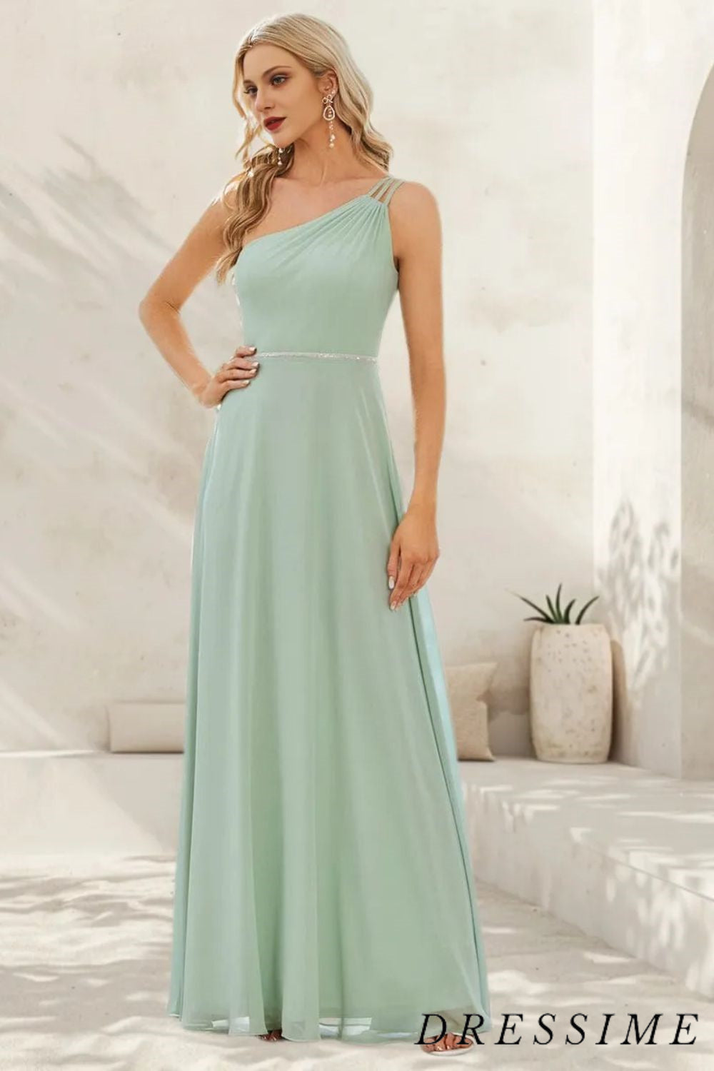 Dressime Simple A Line One Shoulder Chiffon Floor Length Bridesmaid Dr dressime Dressime Simple A Line One Shoulder Chiffon Floor Length Bridesmaid Dr dressime
