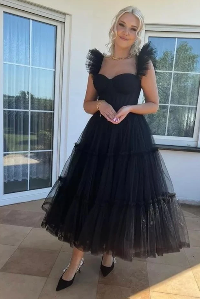 dressimeSimple A-Line Sweetheart Homecoming Dress Tulle Tea Length