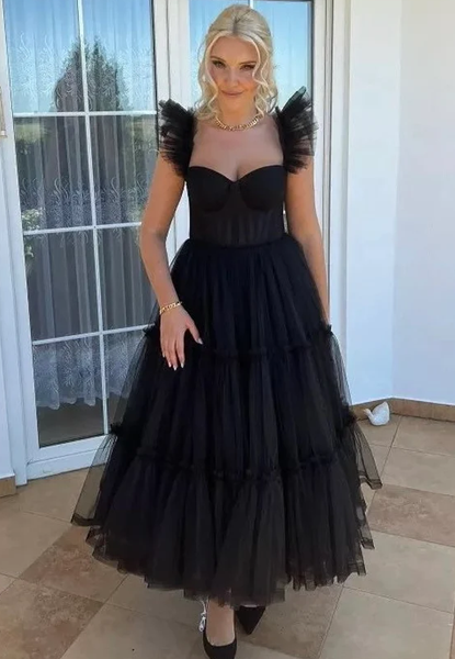 dressimeSimple A-Line Sweetheart Homecoming Dress Tulle Tea Length