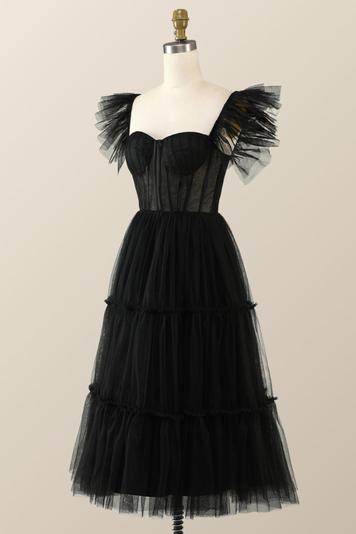 dressimeSimple A-Line Sweetheart Homecoming Dress Tulle Tea Length