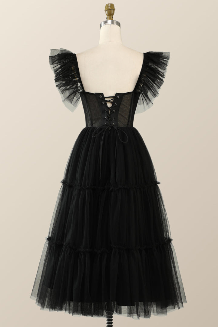 dressimeSimple A-Line Sweetheart Homecoming Dress Tulle Tea Length