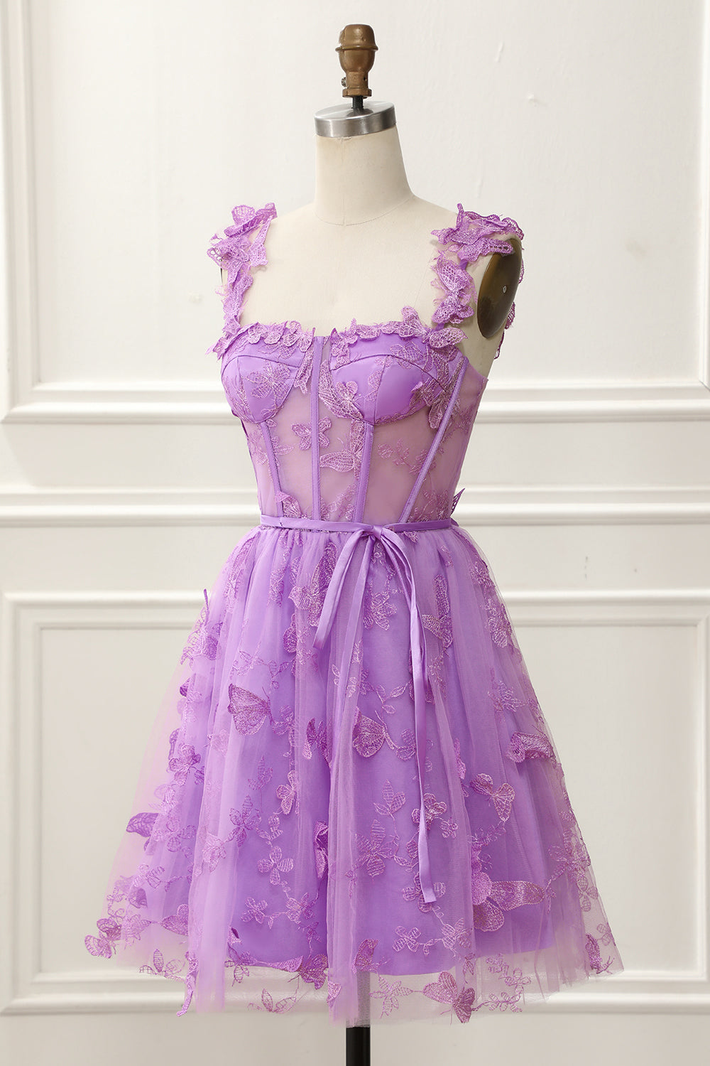 dressimeSpaghetti Straps Butterfly A Line Tulle Butterfly Short/Mini Homecoming Dresses