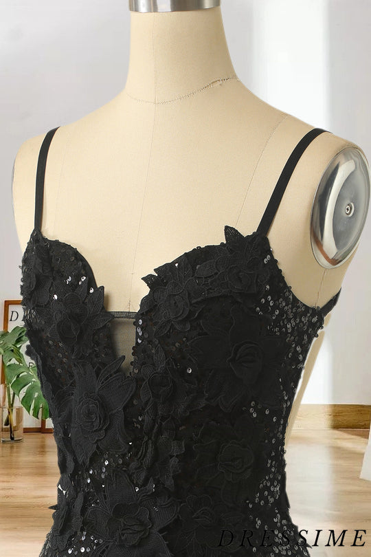 Dressime Spaghetti Straps Sequin Short Homecoming Dress With Applique dressime