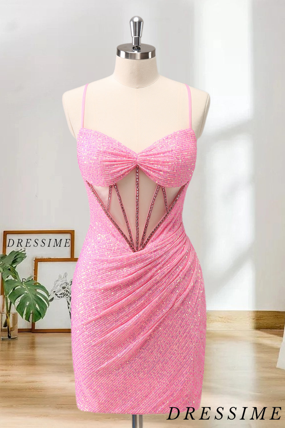 Dressime Sparkly Bodycon Spaghetti Straps Corset Short/Mini Homecoming dressime Dressime Sparkly Bodycon Spaghetti Straps Corset Short/Mini Homecoming dressime