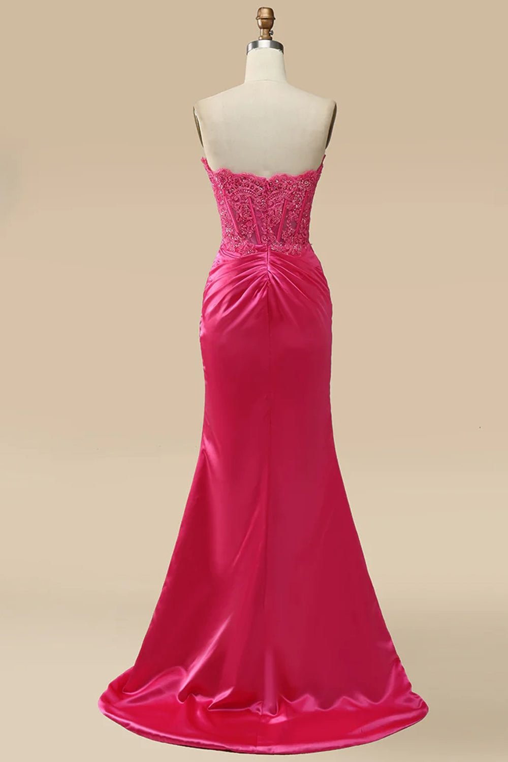dressimeSparkly Sheath Sweetheart Corset Long Prom Dress with Slit