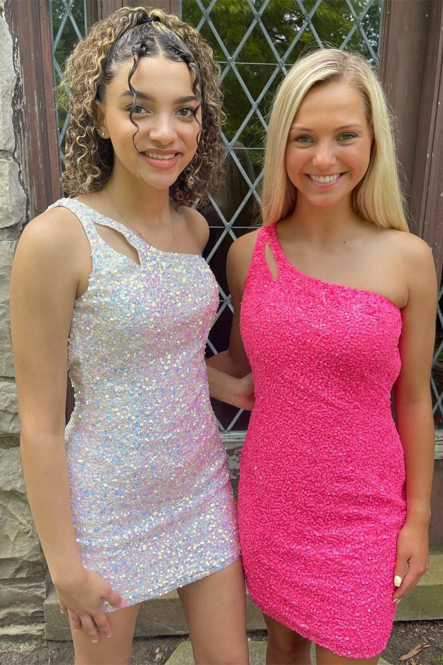 dressimeStunning Hot Sale Sheath One Shoulder Sequins Mini Dress Homecoming Dresses