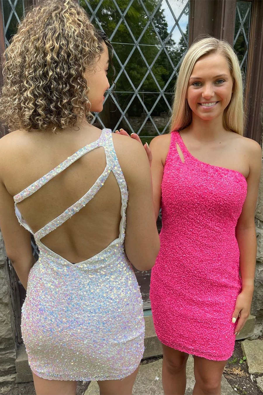 dressimeStunning Hot Sale Sheath One Shoulder Sequins Mini Dress Homecoming Dresses