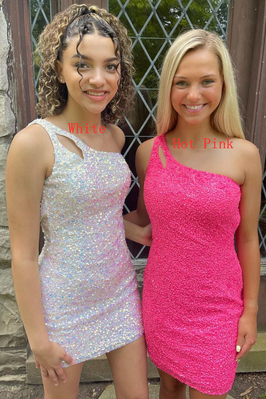 dressimeStunning Hot Sale Sheath One Shoulder Sequins Mini Dress Homecoming Dresses