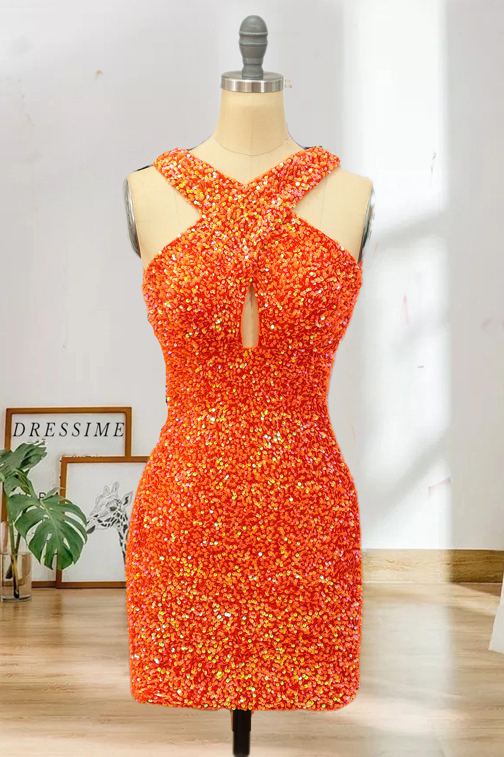 Dressime Top Sale Short/Mini Sequins Halter Backless Sheath Short Home dressime Dressime Top Sale Short/Mini Sequins Halter Backless Sheath Short Home dressime