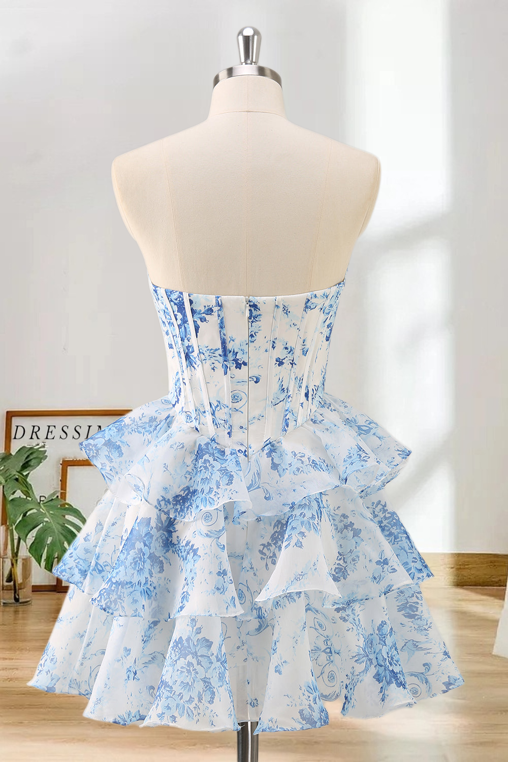 Dressime Sparkly A Line Sweetheart Floral Short Homecoming Dress