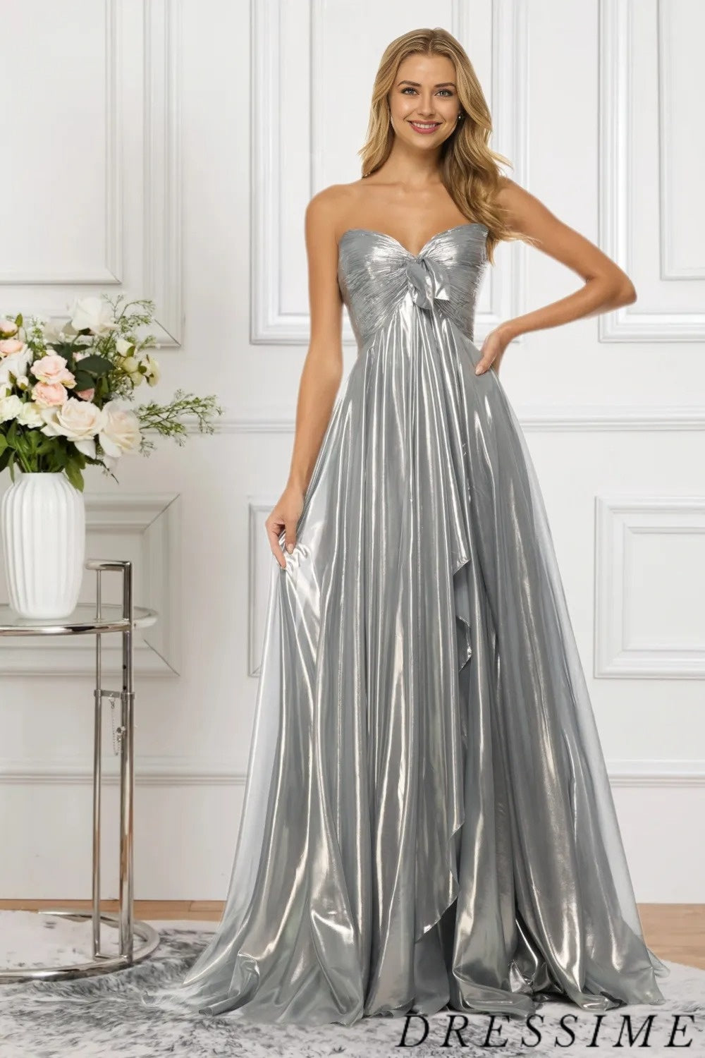 Dressime Women Sparkly Silver Prom Dress A Line Sweetheart Metallic Long Formal Dress dressime Dressime Women Sparkly Silver Prom Dress A Line Sweetheart Metallic Long Formal Dress dressime