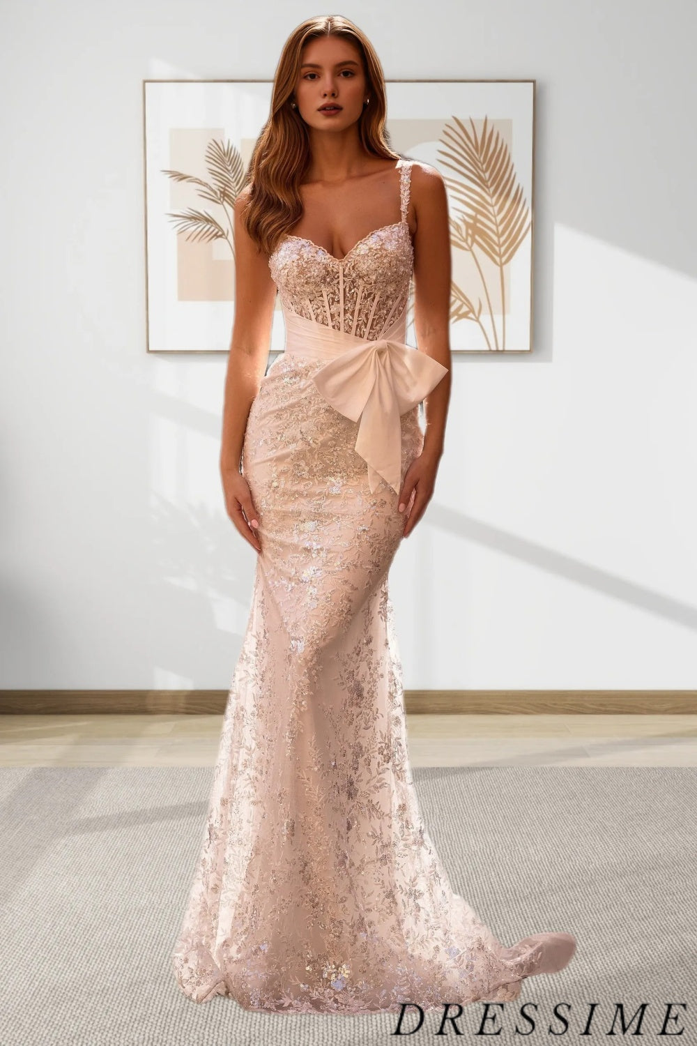 Dressime Sparkly Mermaid Sweetheart Long Prom Dress With Sequins