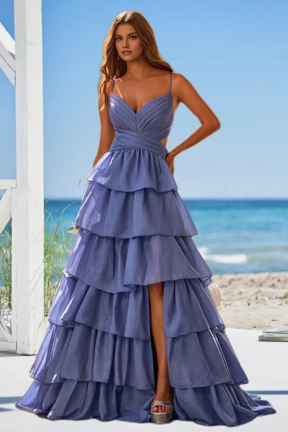 Dressime Woman Stylish Prom DressA Line Spaghetti Straps Tiered Party Dress dressime Dressime Woman Stylish Prom DressA Line Spaghetti Straps Tiered Party Dress dressime