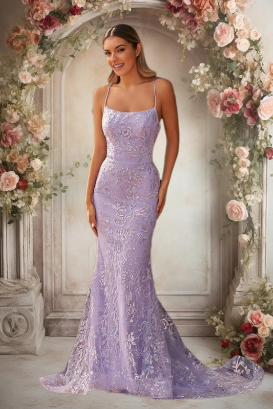 Dressime Vintage Mermaid Spaghetti Straps Prom Dress With Appliques