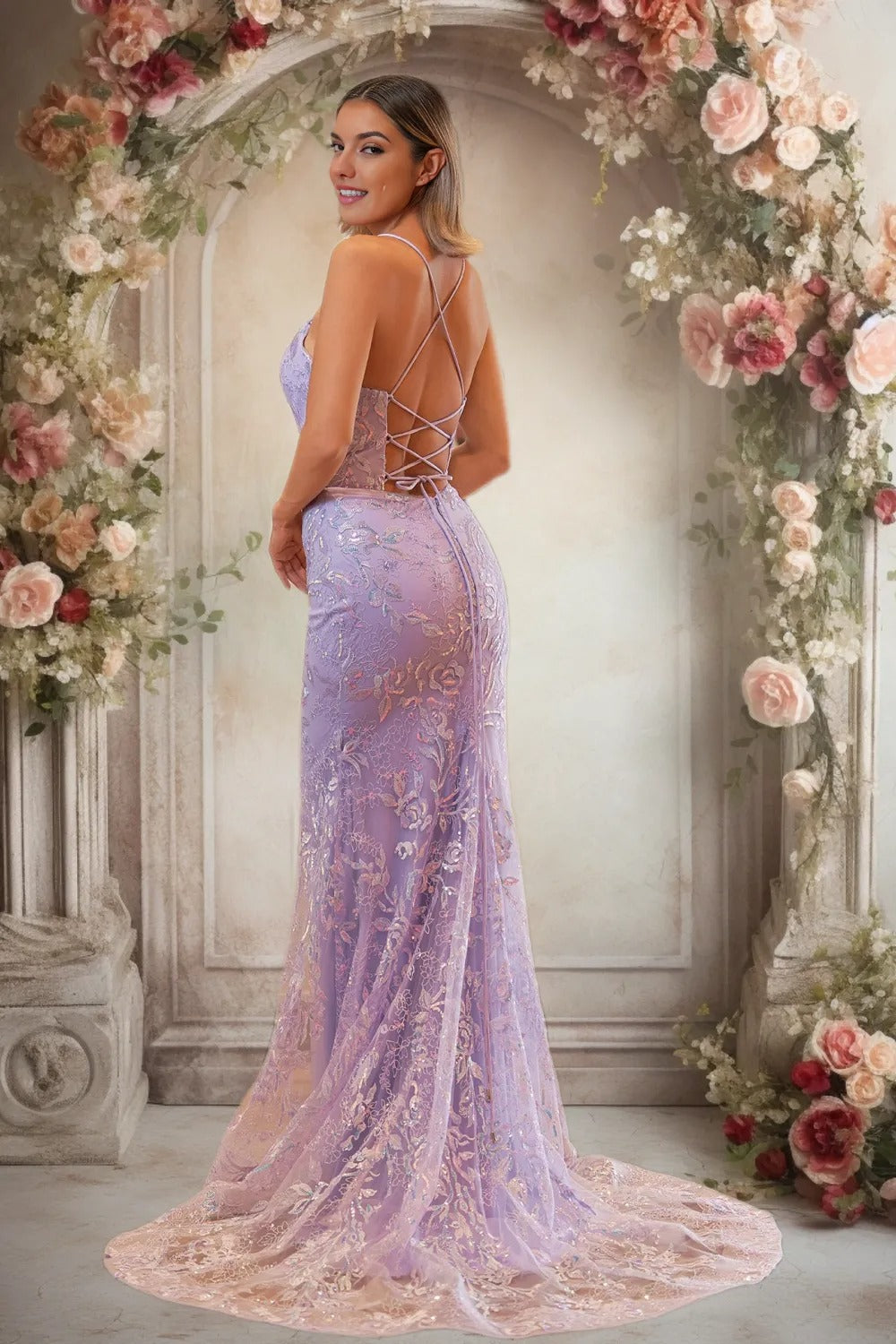 Dressime Vintage Mermaid Spaghetti Straps Prom Dress With Appliques