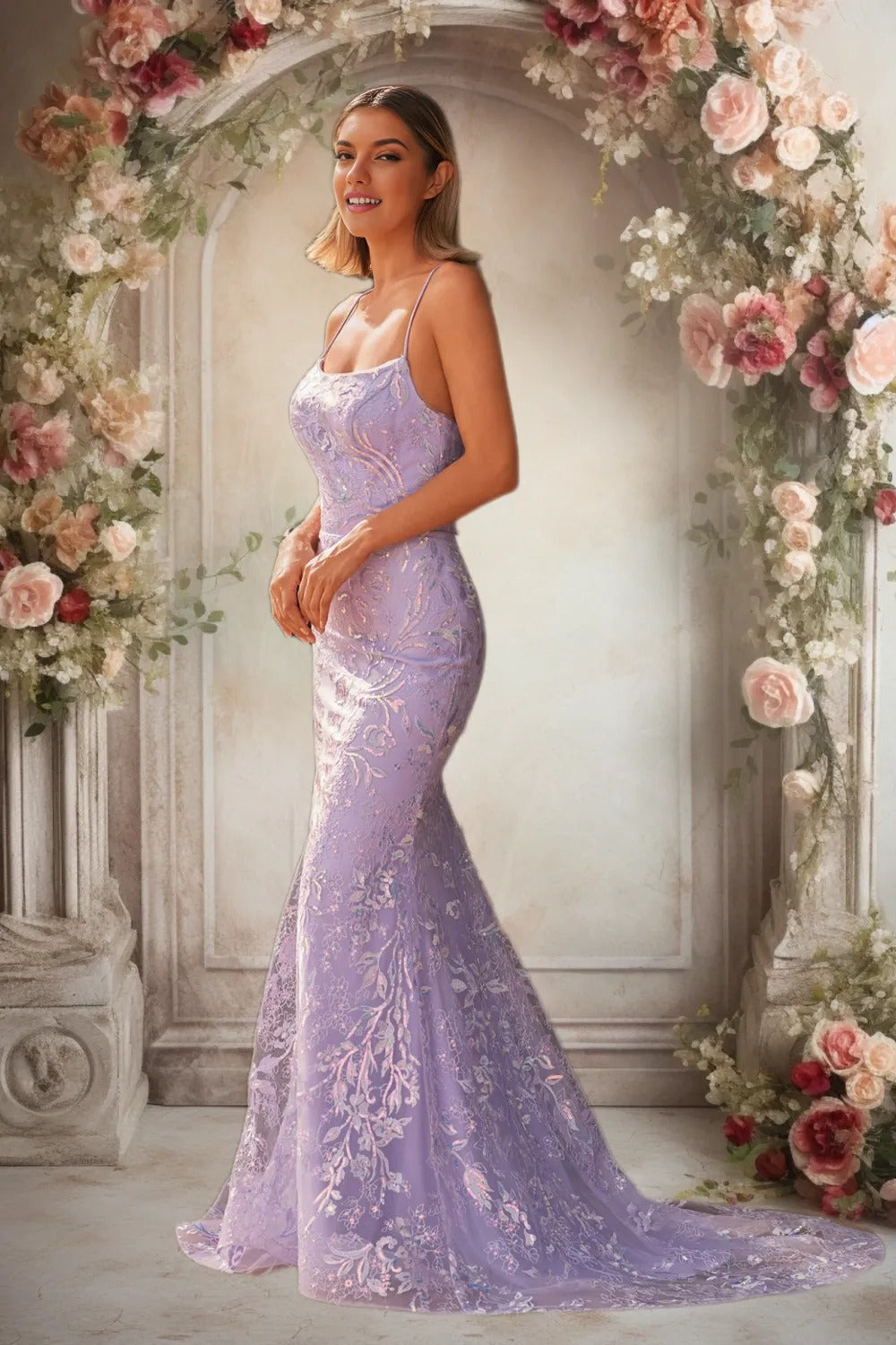 Dressime Vintage Mermaid Spaghetti Straps Prom Dress With Appliques